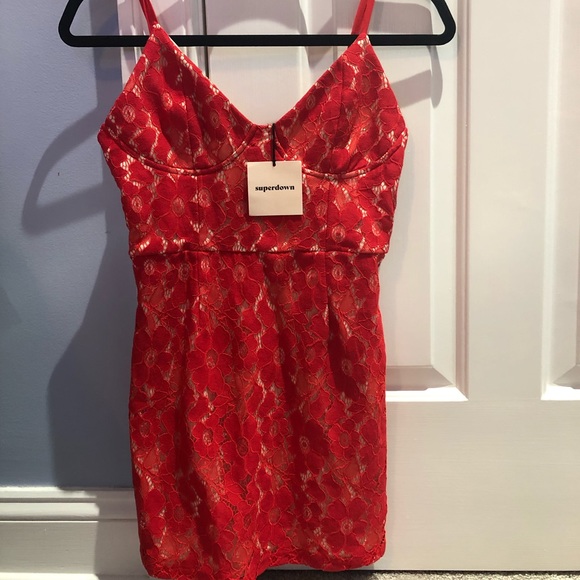 superdown Dresses Nwt Red Lace Superdown Dress Size S Brand New